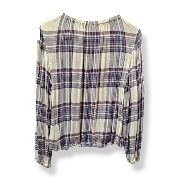 Anthropologie Cloth & Stone Plaid Long Sleeve Blouse size Small - Picture 4 of 5